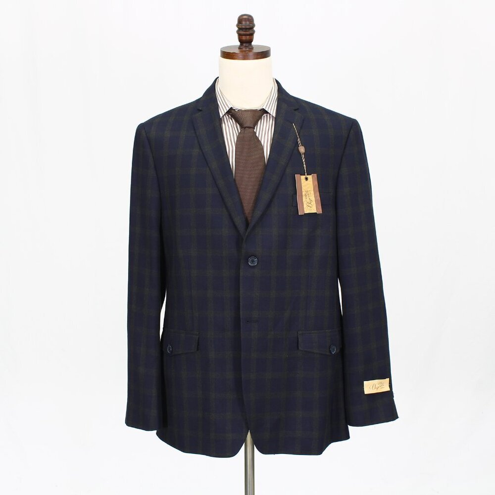 Haggar 46L Navy Check 2-Button Sport Coat Blazer Jacket G956